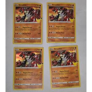 Four Basic Groudon Pokemon Cards 017/025 2021
